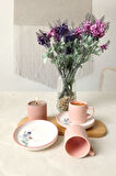 Keramika Elegant Blossoms Pembe Kahve Takımı 4 Parça 2 Kişilik 21793