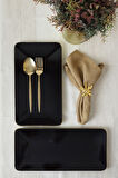 Keramika Siyah Gold Siera Kayık Tabak 33*17 Cm 2 Adet