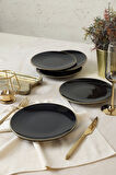 Keramika Siyah Gold Ege Pasta Tabağı 20 Cm 6 Adet