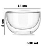 Perotti 12481 Çift Cidarlı Cam Kase Çerezlik Sunumluk 500ml 