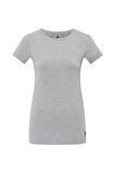 . Kadın Gri Melanj Kısa Kollu Yuvarlak Yaka T-Shirt