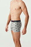 . Erkek Bordo - Lacivert - Gri Melanj 3 Lü Boxer