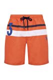 . Erkek Turuncu Uzun Deniz Şortu
