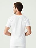 . - Erkek Battal Beyaz 2 li V Yaka T-Shirt