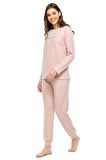 Mod Kadın Pembe Melanj Uzun Kol Pijama Takımı 3981 