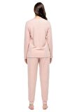Mod Kadın Pembe Melanj Uzun Kol Pijama Takımı 3981 