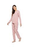 - Kadın Pembe Melanj Yuvarlak Yaka Pijama Takımı