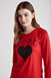 U.S. POLO ASSN. - Kadın Kırmızı Yuvarlak Yaka Pijama Takımı 