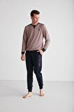 U.S. POLO ASSN. - Erkek Bordo Yuvarlak Yaka Pijama Takımı 
