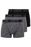 U.S. POLO ASSN. - Erkek Siyah - Antrasit -Baskılı 3 lü Boxer 
