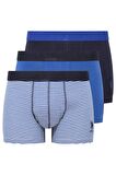 U.S. POLO ASSN. Erkek Saks-Lacivert-Baskılı 3 lü Boxer 