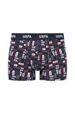 U.S. POLO ASSN. Erkek Gri Melanj-Bordo-Baskılı 3 lü Boxer 