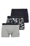 U.S. Polo Assn.  Erkek 200 Lacivert- Gri Melanj-Lacivert 3 lü Boxer 