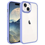 Apple iPhone 15 Kılıf Ekran ve Kamera Çıkıntılı Kenarları Renkli Şeffaf Kapak