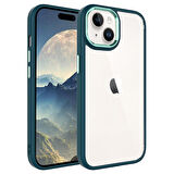 Apple iPhone 15 Kılıf Ekran ve Kamera Çıkıntılı Kenarları Renkli Şeffaf Kapak