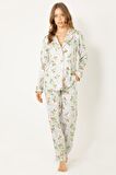 DoReMi Çiçekli Doğal Viskon Soft Yumuşak Düğmeli Pijama Takımı