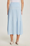 Kadın Regular Fit Pamuklu Düz Mavi Etek
