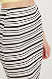 Kadın Slim Fit Viskon Çizgili Normal Bel Etek