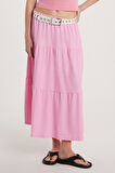 Kadın Regular Fit Pamuklu Düz Pembe Etek