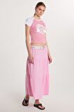 Kadın Regular Fit Pamuklu Düz Pembe Etek