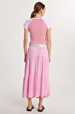 Kadın Regular Fit Pamuklu Düz Pembe Etek