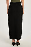 Kadın Slim Fit Dar Kesim Viskon Bilek Boy Siyah Kalem Etek