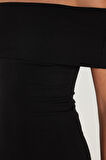Kadın Slim Fit Dar Kesim Straplez Siyah Midi Boy Elbise