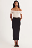 Kadın Standart Fit Modal Kumaş Siyah Maxi Boy Etek