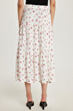 Kadın Standart Fit Beli Lastikli Baskılı Midi Boy Etek