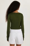 Kadın Slim Fit Dar Kesim Uzun Kollu Bisiklet Yaka Yeşil Bluz