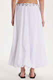 Kadın Standart Fit  Beli Lastikli Pileli Beyaz Etek