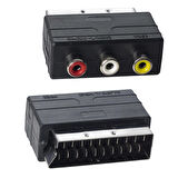 POWERMASTER PM-2067 SCART ERKEK-RCA DİŞİ ARA MİNİ ADAPTÖR