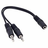 POWERMASTER 3.5 MM STEREO DİŞİ / 2X3.5 MM STEREO ERKEK 20 CM Y KABLO