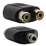 Powermaster 3.5 Mm Stereo Dişi 2 Rca Dişi Çevirici Jack Kulaklık Mikrofon Girişini Rca Çıkışına Çevirici Dönüştürücü
