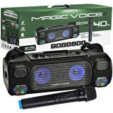 Ayt Magicvoice Mv-7001 Vhf El Mikrofonlu Usb Sd Kart Bluetooth Uk 40 Watt Işıklı Seyyar Anfili Hoparlör 