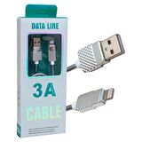 POWERMASTER METAL YAYLI IPHONE LIGHTNING USB DATA VE ŞARJ KABLOSU 1 METRE