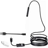 Powermaster 6026 3 in 1 Micro Usb+Type-C+Pc 7 mm Işıklı 5 Metre Endoskop Yılan Kamera Android Uyumlu