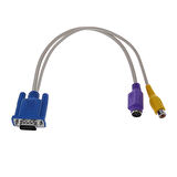 VGA 15 PIN ERKEK  / 1 RCA DİŞİ+MINI DIN DİŞİ 10 CM KABLO