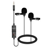 BOYA BY-M1DM ÇOK YÖNLÜ İKİLİ 4 METRE KABLOLU PROFESYONEL YAKA MİKROFONU