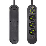 Vea VA-21557 Akım Korumalı Priz 3 Lü Usb li 1.5 Metre Uzatma Kablosu Anahtarlı 3-16 Amper