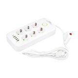 VEA VA-21564 6 lı Usb li Akım Korumalı Grup Priz Type-c Soketli Anahtarlı 1.5 Metre Uzatma Kablosu 
