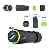 POWERMASTER PM-24598 DİŞİ - DİŞİ IP 68 SU GEÇİRMEZ 3.0 USB-A KONNEKTÖR