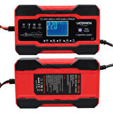 electroon Ucomen UC-C121001A Kırmızı 12/24 Volt 10 Amper Led Göstergeli Akü Şarj Cihazı