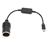 Powermaster Type-C 5Volt- 12V 1A Dişi Çakmak Çevirici 30cm Kablolu