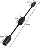Powermaster Type-C 5Volt- 12V 1A Dişi Çakmak Çevirici 30cm Kablolu