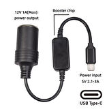 Powermaster Type-C 5Volt- 12V 1A Dişi Çakmak Çevirici 30cm Kablolu