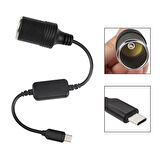 Powermaster Type-C 5Volt- 12V 1A Dişi Çakmak Çevirici 30cm Kablolu