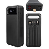 Ayt Powermaster K047-20 20000mAh Dijital Göstergeli Usb Micro Lightning Type-C Kablolu Fenerli Powerbank Güç Kaynağı