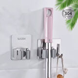 Ayt Sunup SN-26354 Kancalı Duvara Monte Süpürge Paspas Tutucu Tutacağı Banyo Düzenleyici Paslanmaz Çelik 60x80Mm