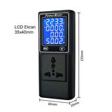 Ayt Powermaster PM-26400 Volt Amper Watt Hz Güç Ölçer Dijital Ekranlı Powermeter Universal Priz Tip